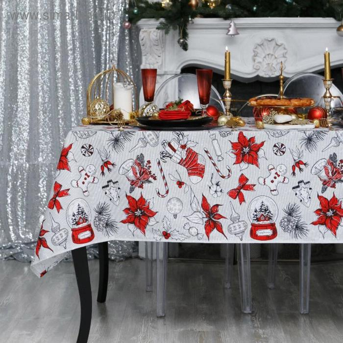 Скатерть "Доляна" Новогоднее настроение 220х149+/- 3см, 100% хлопок, 164 г/м2