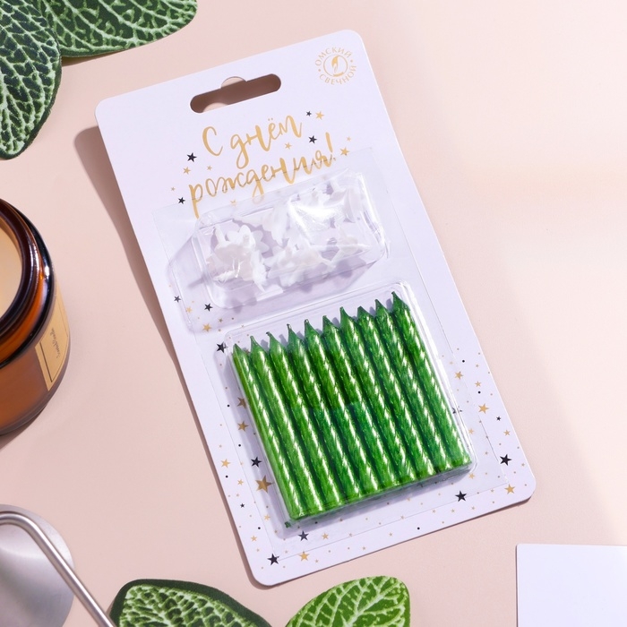 Свечи в торт Свечи в торт "Спираль", 6 см, зелёные, набор 10 шт