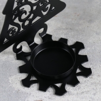 Новый год Подсвечник "Ёлка со звездами" металл на одну свечу, 6,6х10х13 см, черный