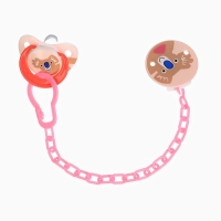 Набор: Соска - пустышка с держателем &laquo;Коала&raquo;, классичекая, +6 мес, цвет коралловый