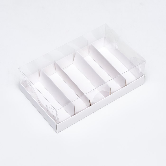 Кондитерская коробка складная под 5 эклеров, белая, 22х13,5х7см Кондитерская коробка складная под 5 эклеров, белая, 22х13,5х7см