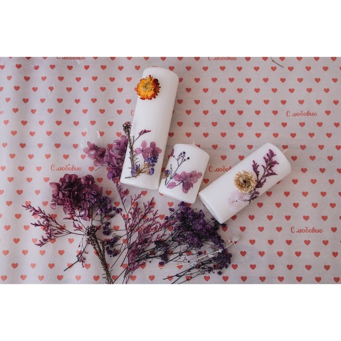 Набор свечей - цилиндров 3в1 (6х14 см, 6х19 см, 6х8,5 см), белый