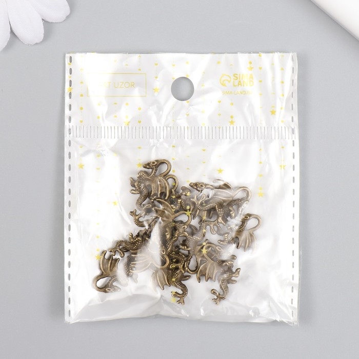 Декор для творчества металл "Дракон" бронза набор 12 шт 2,1х1,5 см