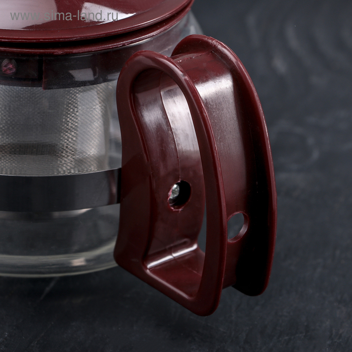 Чайник стеклянный заварочный &laquo;Бруно&raquo;, 750 л, 16&times;11,5&times;13 см, с металлическим ситом, цвет коричневый