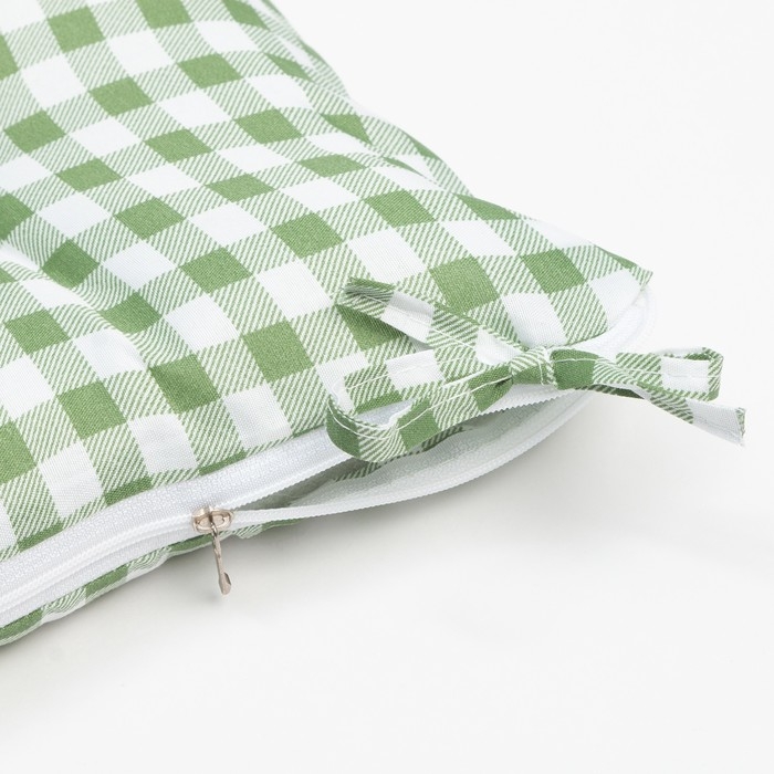 Сидушка на стул Этель "Клетка" 40х40 см, цв. зелёный, 100% полиэстер
