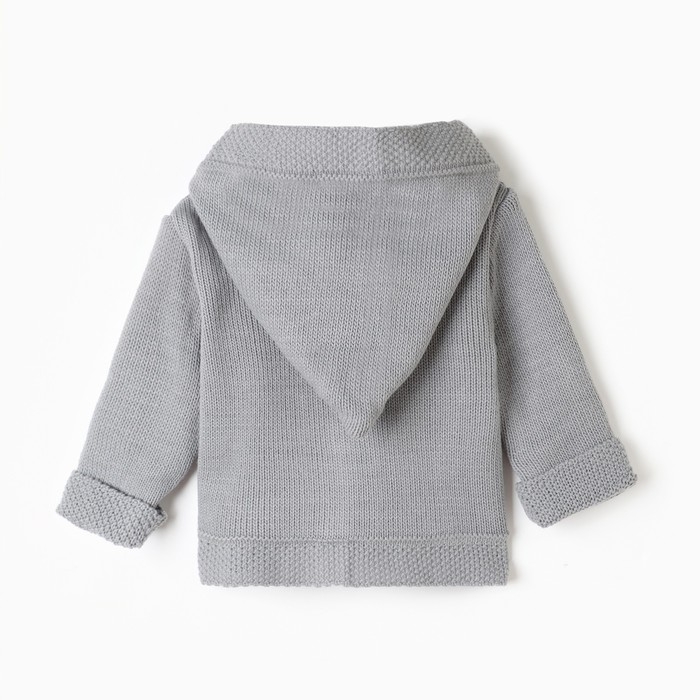 Джемпер вязаный Крошка Я с капюшоном рост 68-74 см, серый