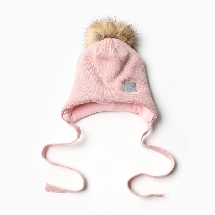 Шапка для девочки, цвет пудра, размер 46-50 Шапка для девочки, цвет пудра, размер 46-50