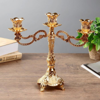 Подсвечник металл на 3 свечи "Узорный" цвет золото 25х27,5х9 см Подсвечник металл на 3 свечи "Узорный" цвет золото 25х27,5х9 см