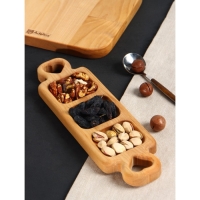 Подарочный набор деревянной посуды Adelica, доска разделочная, менажница 3 секции, масло в подарок 100 мл, берёза Подарочный набор деревянной посуды Adelica, доска разделочная, менажница 3 секции, масло в подарок 100 мл, берёза