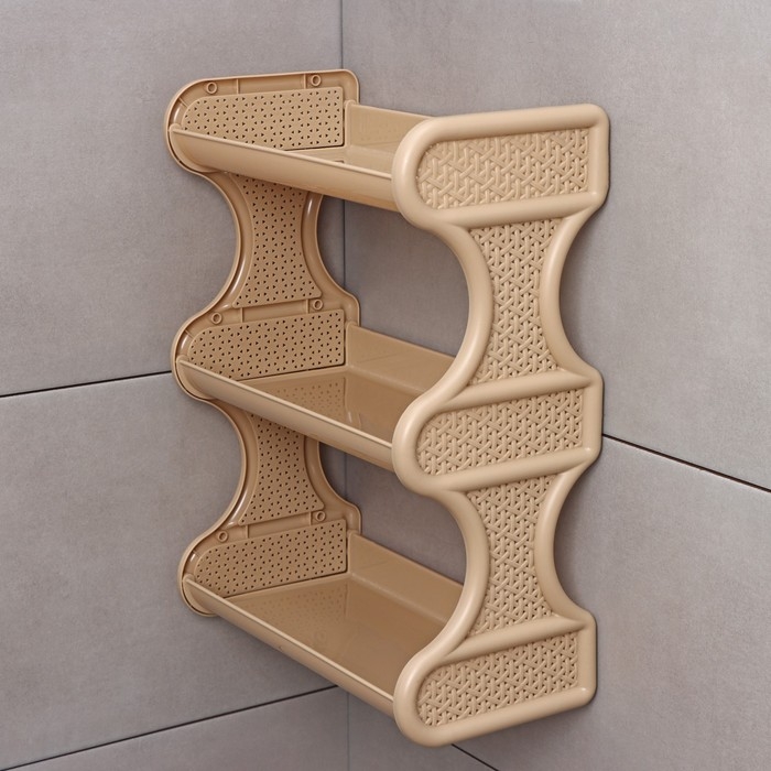 Полка для ванной комнаты Rattan, 3-х ярусная, 32&times;17&times;41,8 см, цвет морской песок