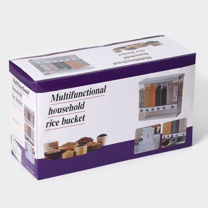 Контейнер с дозатор для сыпучих продуктов, 6 ячеек, 39&times;14,5&times;32 см, цвет белый