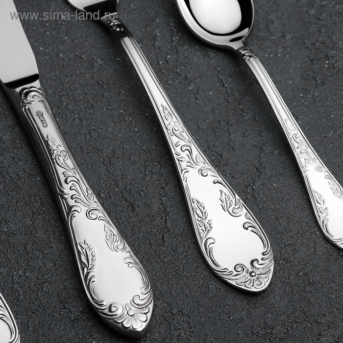 Набор столовых приборов &laquo;Посольский&raquo;, 24 предмета, декоративная коробка, цвет серебряный