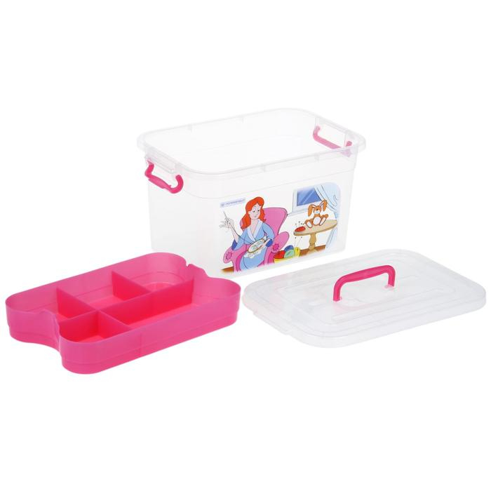 Контейнер для хранения с крышкой и вкладышем &laquo;Рукоделие&raquo;, 10 л, 35&times;23&times;19 см, цвет МИКС