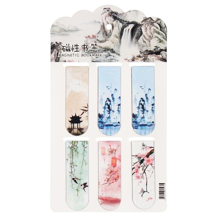 Набор магнитных закладок для книг Calligrata 6 штук, Набор магнитных закладок для книг Calligrata 6 штук, "Цветы", МИКС