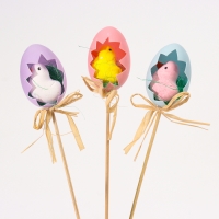 Декор на палочке &laquo;Цыплята в яице&raquo;, пасхальный, 3 шт., 4 &times; 12,5 &times; 25 см