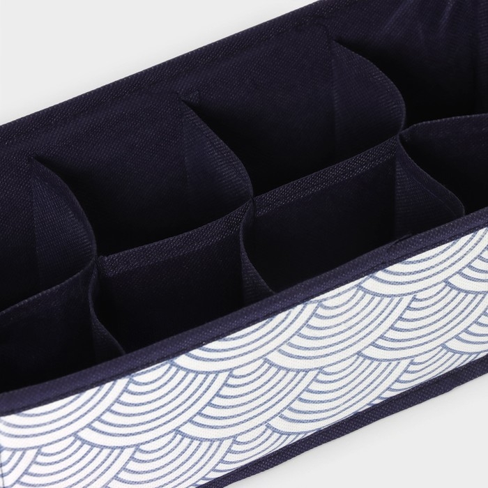 Органайзер для хранения белья Доляна &laquo;Волна&raquo;, 8 ячеек, 28&times;14&times;10 см, цвет синий