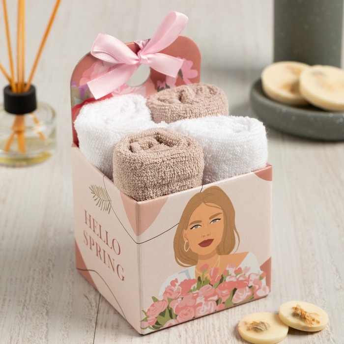 Набор махровых полотенец Этель Spring 30х30 см-4шт, 100% хлопок 340 гр/м2 Набор махровых полотенец Этель Spring 30х30 см-4шт, 100% хлопок 340 гр/м2