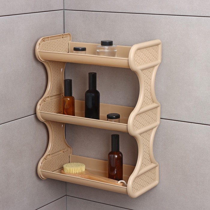 Полка для ванной комнаты Rattan, 3-х ярусная, 32&times;17&times;41,8 см, цвет морской песок