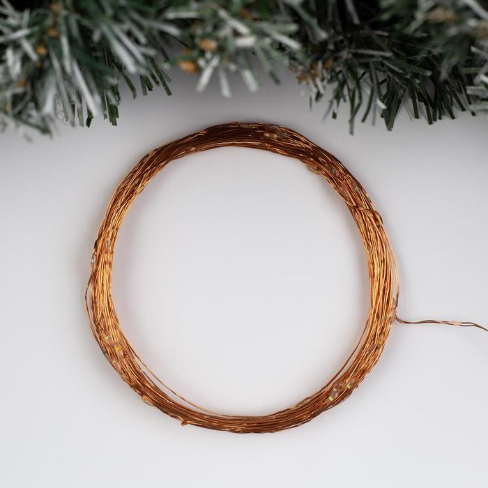 Гирлянда &laquo;Нить&raquo; 10 м роса, IP20, медная нить, 100 LED, свечение мульти, 12 В