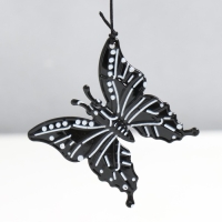 Музыка ветра металл "Бабочки чёрно-белое" 4 колокольчика 47 см
