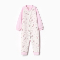 Комбинезон детский с открытыми ножками, цвет розовый/зайцы, рост 74