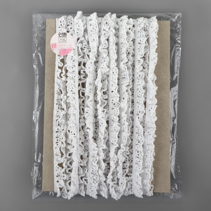 Тесьма вязаная, на резинке, 12 мм, 9 &plusmn; 0,5 м, цвет белый