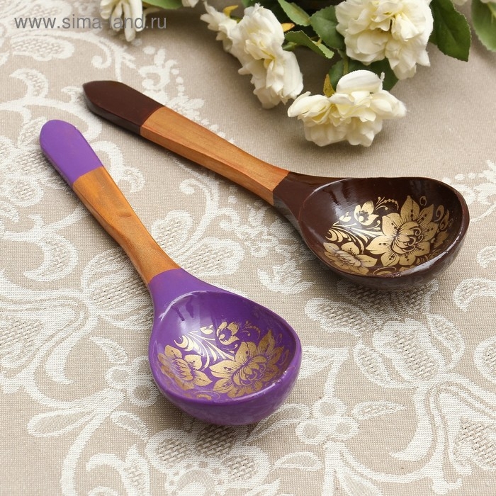 Ложка &laquo;Золотая кудрина&raquo;, салатная, 6&times;21 МИКС