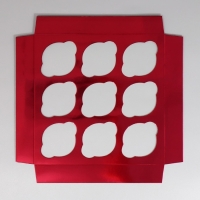 Коробка для капкейков, кондитерская упаковка с окном, 9 ячеек &laquo;Бордовая&raquo;, 25 х 25 х 10 см