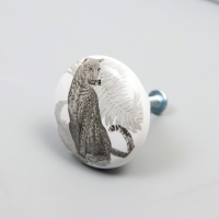 Ручка для шкатулки керамика, металл "Леопард" 3,8х3,8х2,8 см