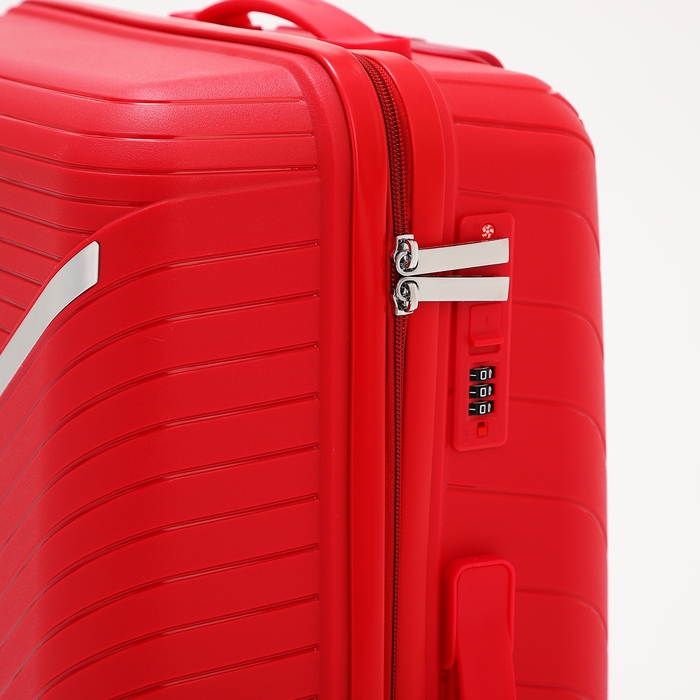 Чемодан средний 69 л (M), отдел на молнии, кодовый замок, 4 колеса, цвет красный