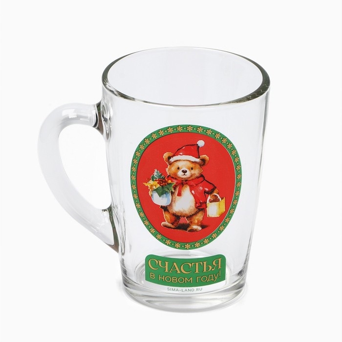 Новый год. Кружка стеклянная &laquo;Мишка&raquo;, 300 мл
