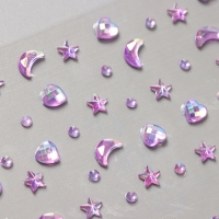 Наклейка пластик стразы "Россыпь" сиреневая 11х7,8 см