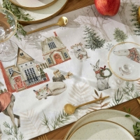 Новый год.Дорожка Этель "Звери в городе" 30х70 см, 100% хлопок, саржа 190 г/м2