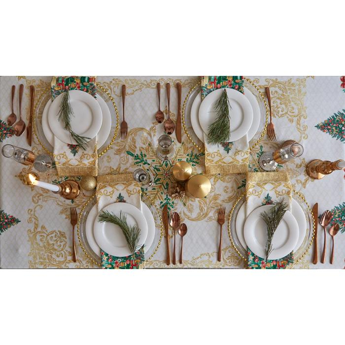Скатерть новогодняя Этель Golden Christmas d=150 +/- 3см с ГМВО, 100% хлопок, саржа 190 гр/м2