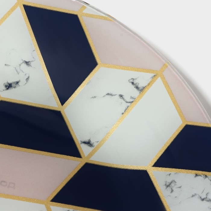 Тарелка стеклянная Доляна &laquo;Розовый мрамор&raquo;, d=23 см