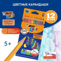Карандаши цветные 12 цветов , BIC "Kids Evolution Stripes", пластиковые, детские Карандаши цветные 12 цветов , BIC "Kids Evolution Stripes", пластиковые, детские