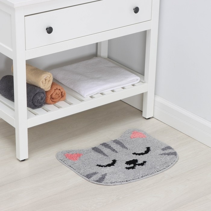 Коврик для дома Доляна «Кот», 50×40 см, цвет серый Коврик для дома Доляна «Кот», 50×40 см, цвет серый