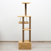 Комплекс для кошек с когтеточкой, угловой, с гамаком, 48 х 48 х 171 см, джут, искусственный мех, беж Комплекс для кошек с когтеточкой, угловой, с гамаком, 48 х 48 х 171 см, джут, искусственный мех, беж