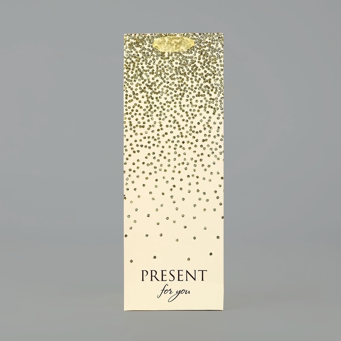 Пакет под бутылку &laquo;Подарок&raquo;, глиттер, 13 х 36 х 10 см