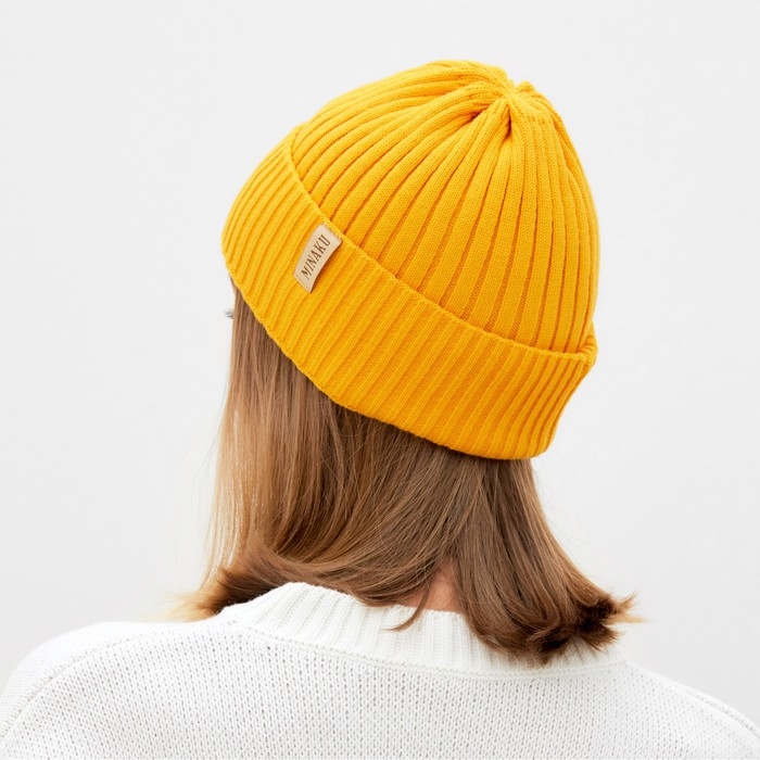 Шапка женская MINAKU Шапка женская MINAKU "Бини" цвет горчица, размер 54-56