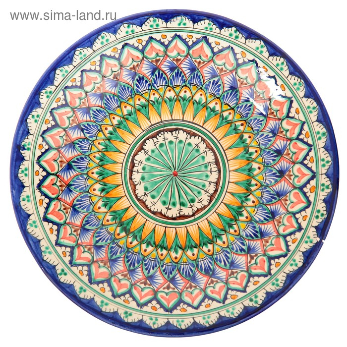 Тарелка Риштанская Керамика Тарелка Риштанская Керамика "Узоры", 27 см, синий