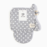 Набор кух. Этель "Звёзды": варежка 20х28 см, прихватка 19х19 см, 80% хл, 20% пэ