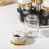 Набор для специй из стекла на подставке Magistro &laquo;Белый мрамор&raquo;, 6 шт, цвет белый