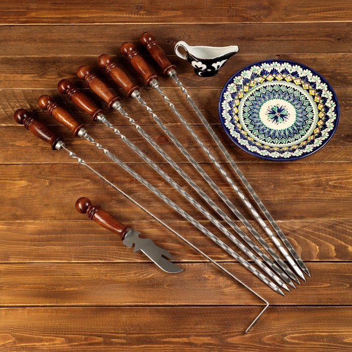 Набор с шампурами подарочный "Шафран", 10 предметов, шампуры 50см