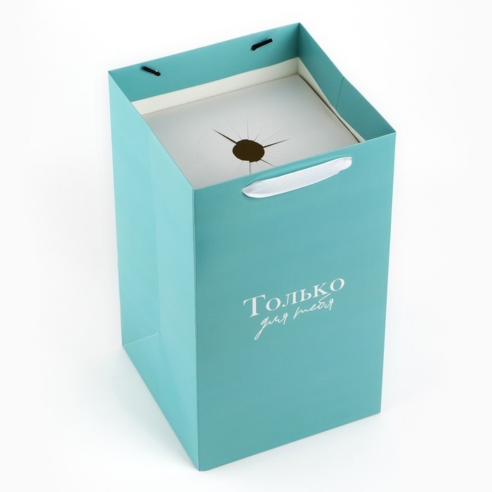 Переноска для цветов с вкладышем для фиксации, «Только для тебя», тиффани, 35 х 20 х 20 см Переноска для цветов с вкладышем для фиксации, «Только для тебя», тиффани, 35 х 20 х 20 см