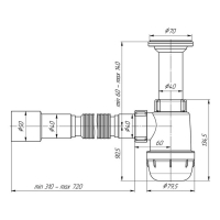 Сифон для мойки "АНИ Пласт" Грот A0515, 1 1/2" х 40 мм, с гофрированной трубой 40 x 40/50 мм