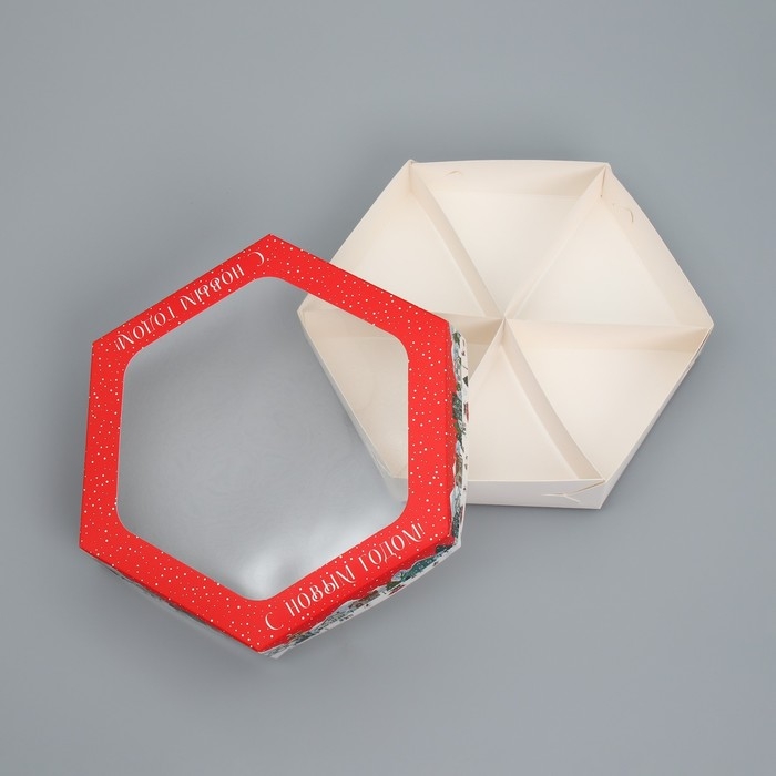 Коробка складная &laquo;С Новым годом!&raquo;, город, 23 х 23х 4 см, Новый год