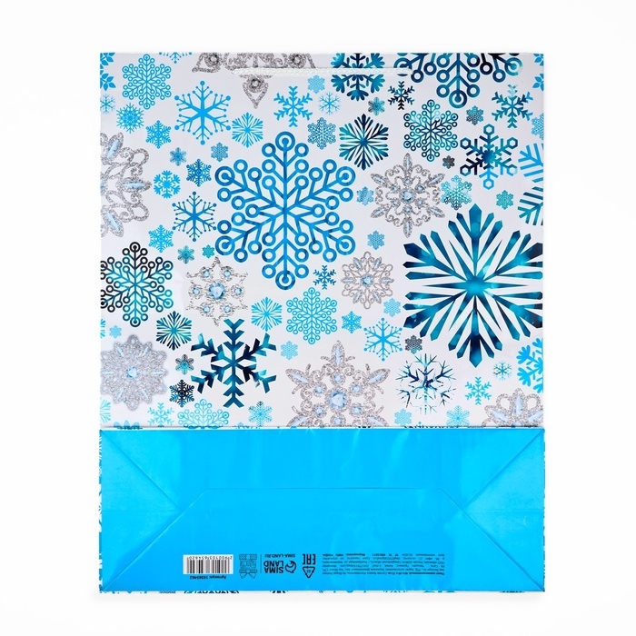 Пакет подарочный новогодний ламинированный &laquo;Снежинки&raquo;, XL 40 х 49 х 19 см