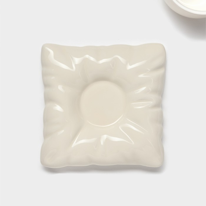 Чайная пара керамическая с ложкой «Зефирка», 2 предмета: чашка 250 мл, блюдце d=13 см, цвет бежевый Чайная пара керамическая с ложкой «Зефирка», 2 предмета: чашка 250 мл, блюдце d=13 см, цвет бежевый