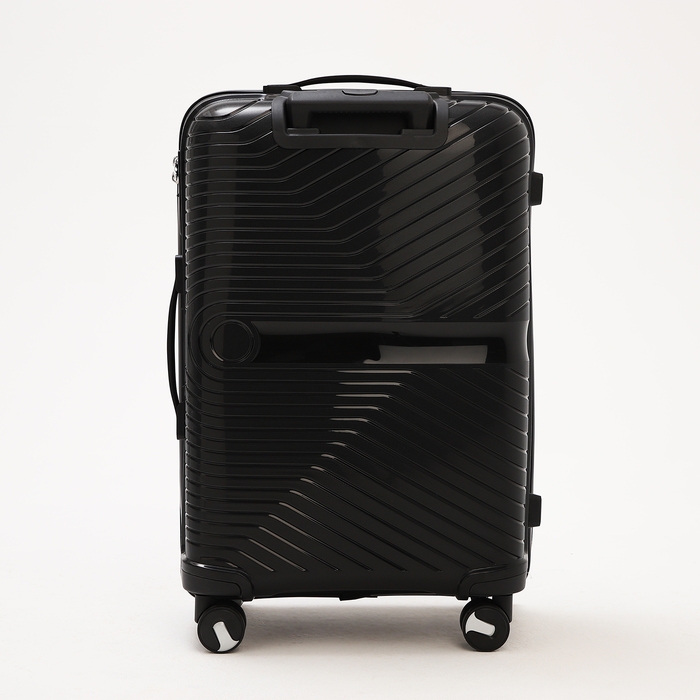 Чемодан средний 69 л (M), отдел на молнии, кодовый замок, 4 колеса, цвет чёрный